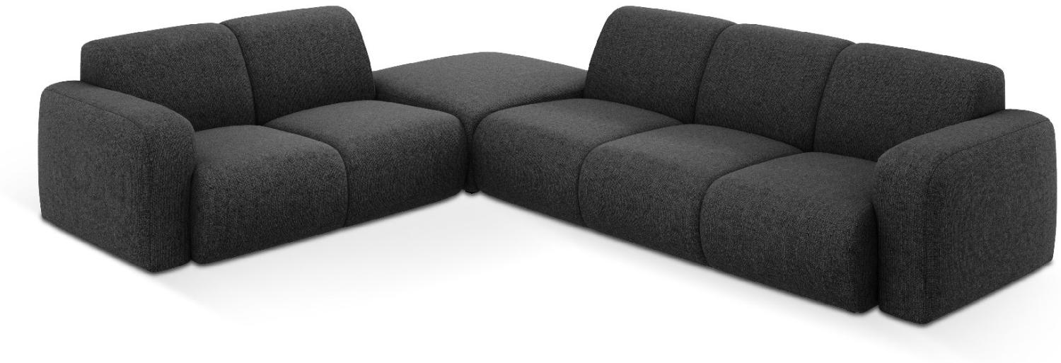 Micadoni Boucle Ecksofa Molino 6-Sitzer Links Chenille Schwarz Bild 1