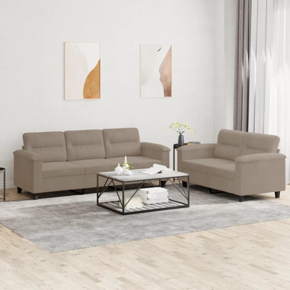 vidaXL 2-tlg. Sofagarnitur mit Kissen Taupe Mikrofasergewebe 3202338 Bild 1