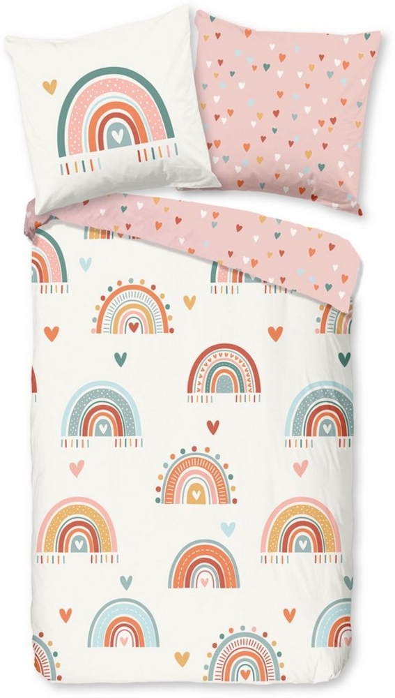 Good Morning Kinder Baby Bettwäsche 135x200 Louie Indie Herzen Regenbogen 33032 Bild 1