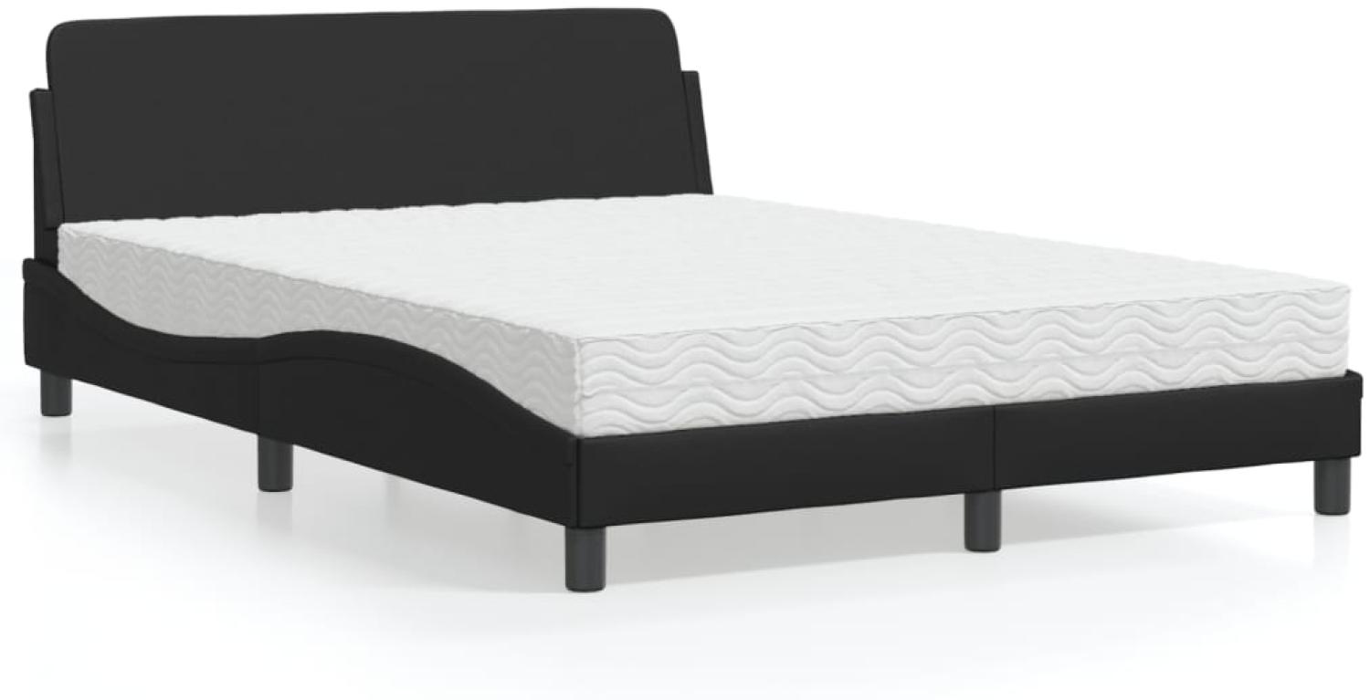 vidaXL Bett mit Matratze Schwarz 140x190 cm Kunstleder 3208397 Bild 1