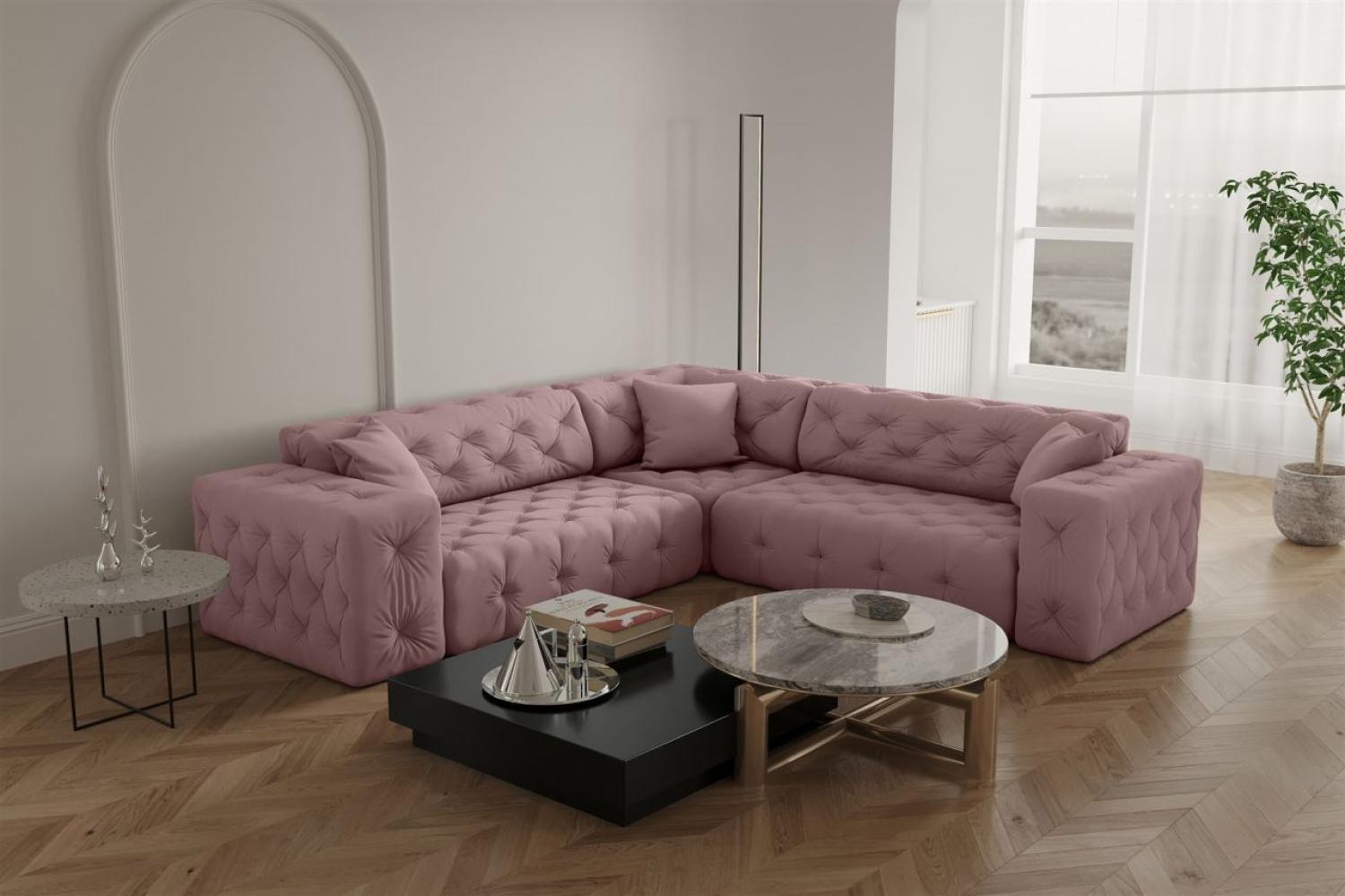 Ecksofa Designersofa CHANTAL in Stoff Opera Velvet Pink Seite Universal Bild 1