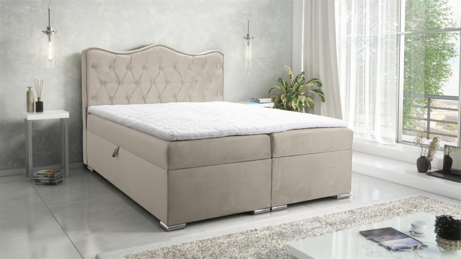 Boxspringbett Schlafzimmerbett SULTAN New in Stoff Velvet X Beige 120x200cm Bild 1