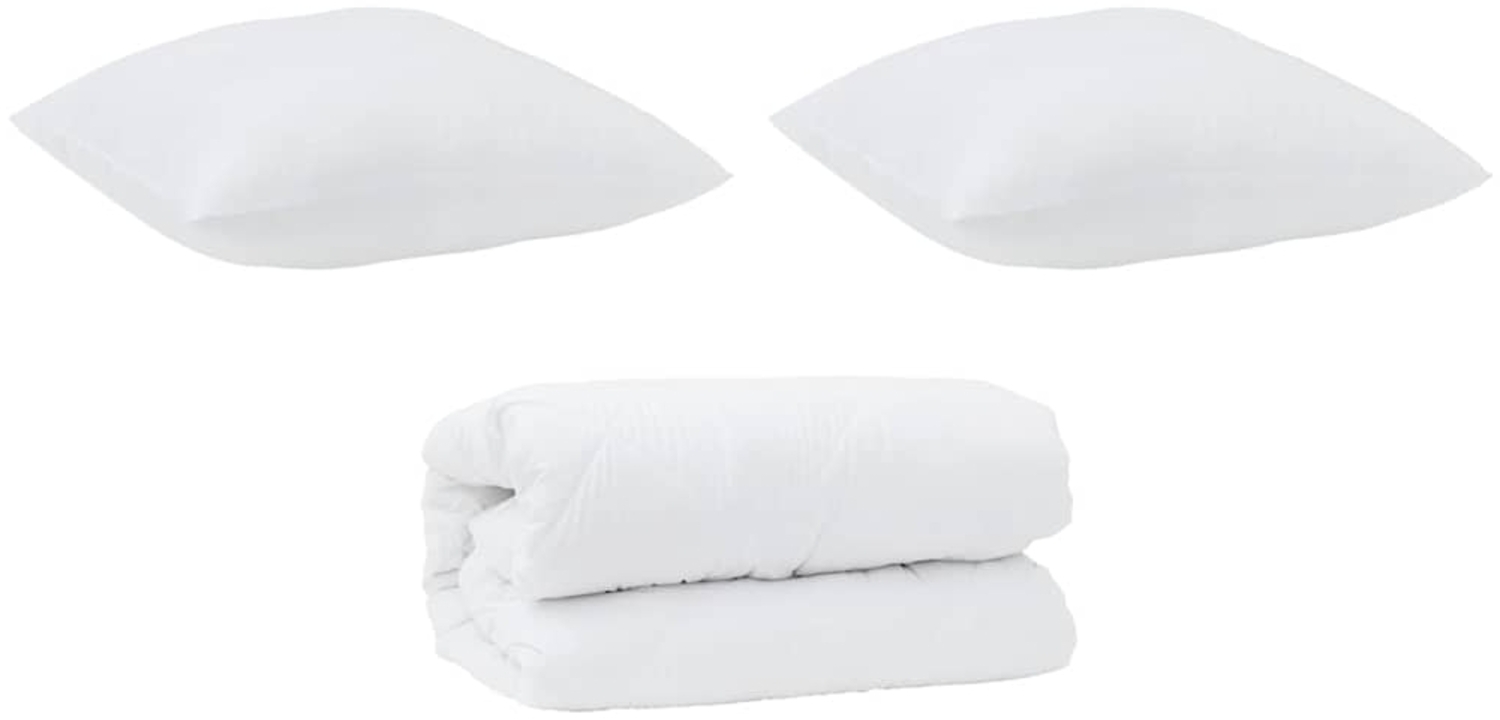 vidaXL Bettdecke mit Kissen 3 pcs Weiß Mikrofaser 3378194 Bild 1