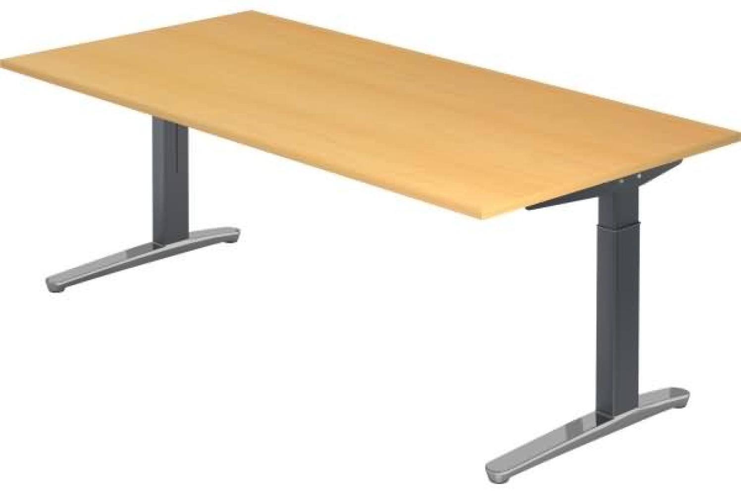 'XB2E' Schreibtisch C-Fuß poliert 200x100 cm Buche Graphit Bild 1