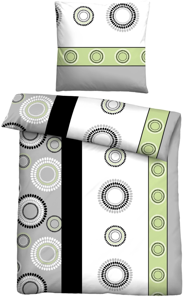 Traumhaft schlafen - Castell - Markenbettwäsche Polycotton Renforce Bettwäsche 0460123 KREISE, grau, 1x 155x220 cm + 1x 80x80 cm Bild 1