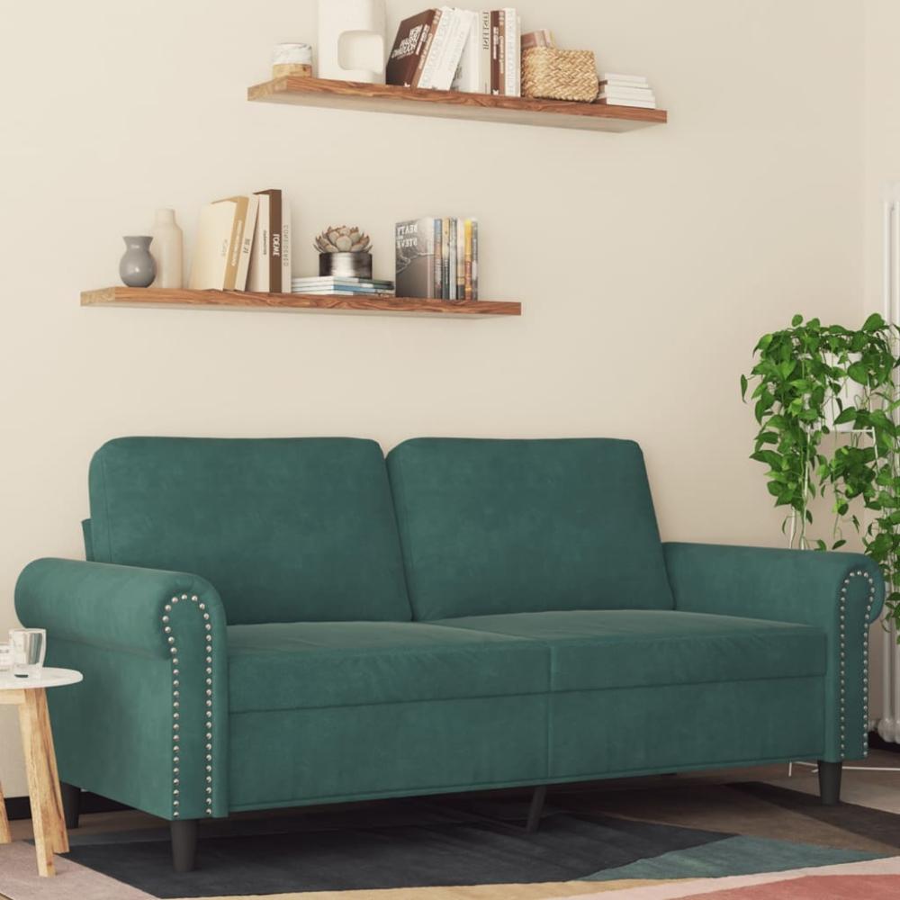 vidaXL 2-Sitzer-Sofa Dunkelgrün 140 cm Samt 359531 Bild 1