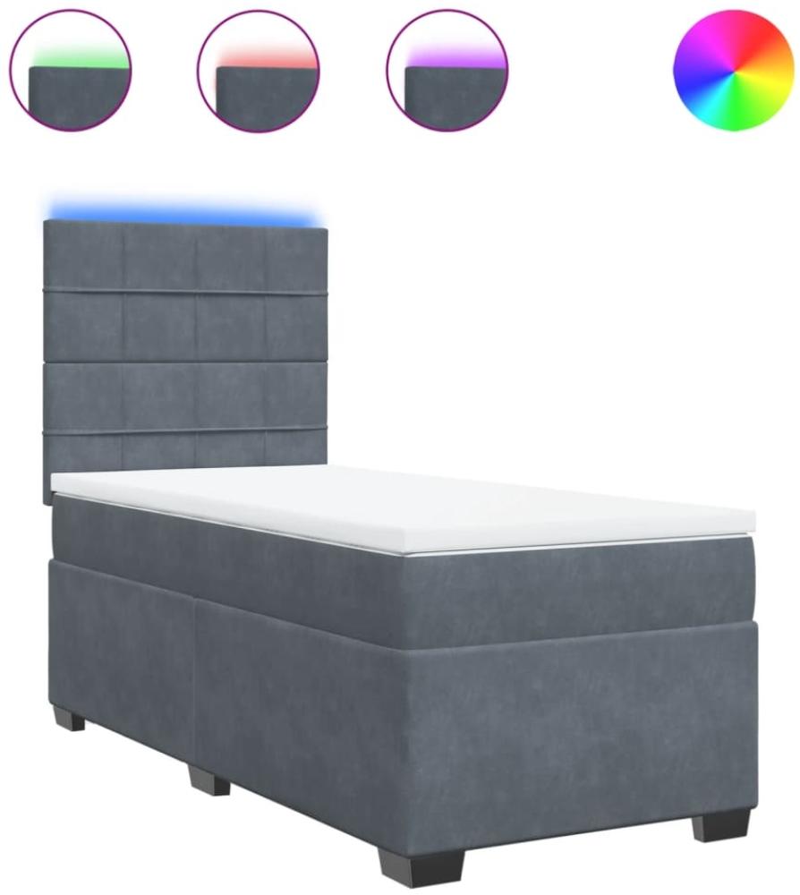 vidaXL Boxspringbett mit Matratze Dunkelgrau 90x190 cm Samt 3293087 Bild 1