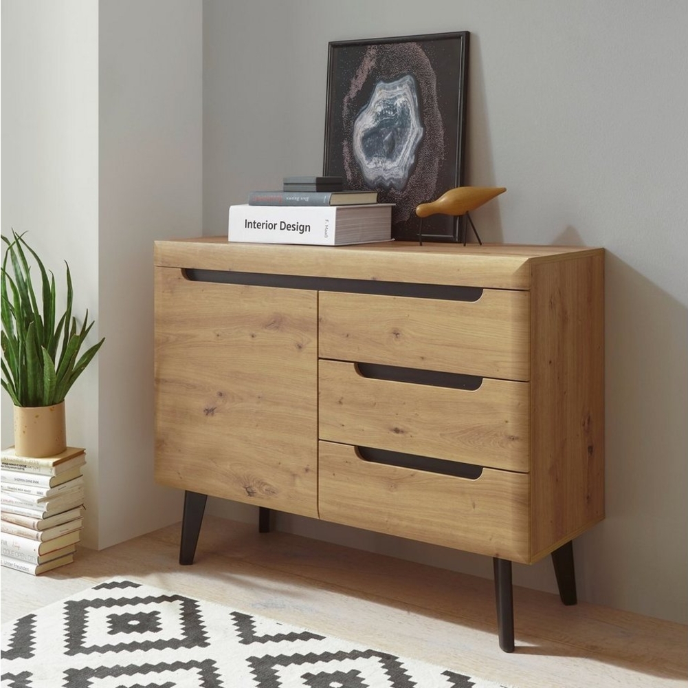 INOSIGN Sideboard Torge, Anrichte, Kommode, Schubladenschrank (1 St), abgeschrägte Füße, drei Farben, Scandi Design, 107 cm breit Bild 1