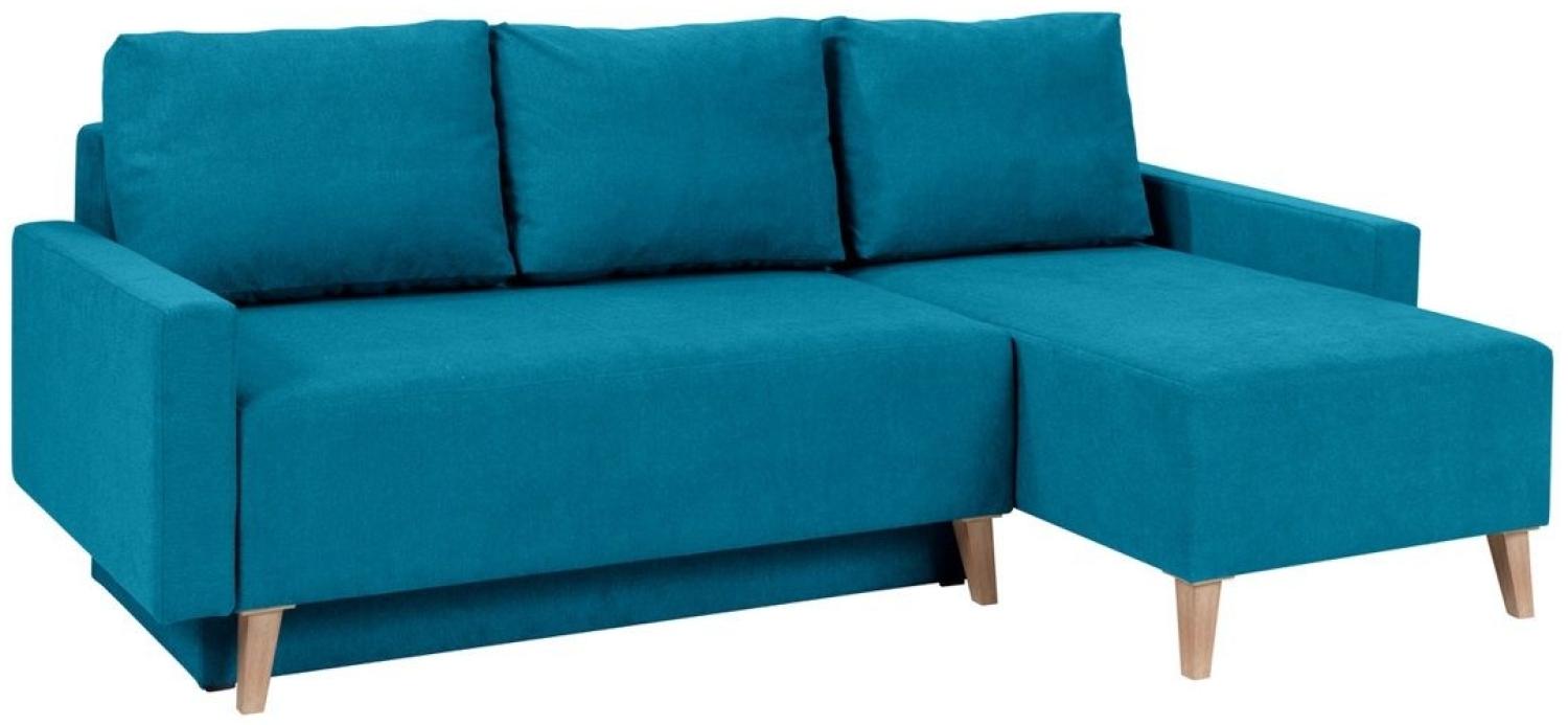 Ecksofa Schlafsofa KALMAR Türkis Ottomane Rechts Bild 1