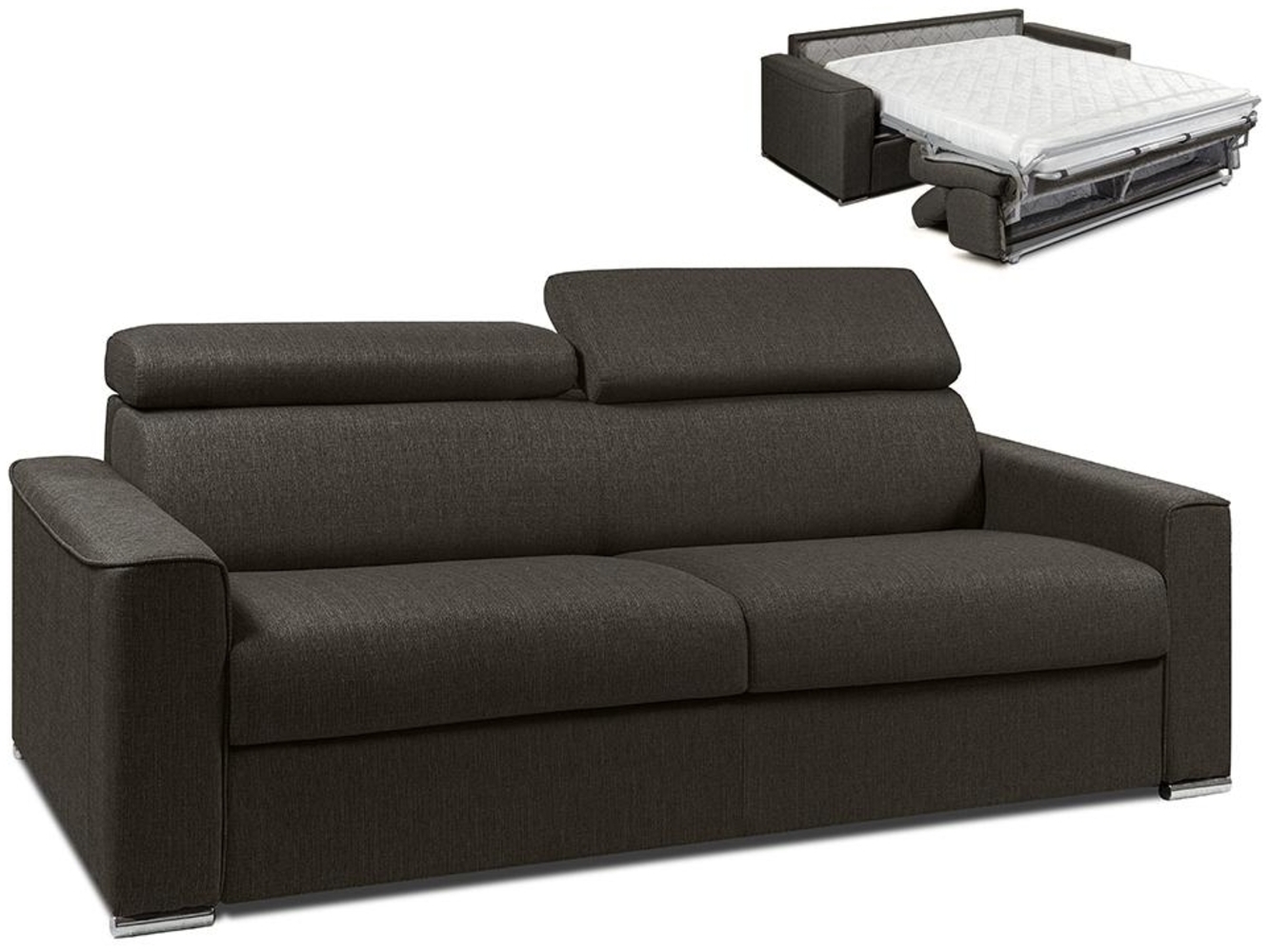 Schlafsofa 4-Sitzer Stoff VIZIR - Braun - Liegefläche: 160 cm - Matratzenhöhe: 14 cm Bild 1