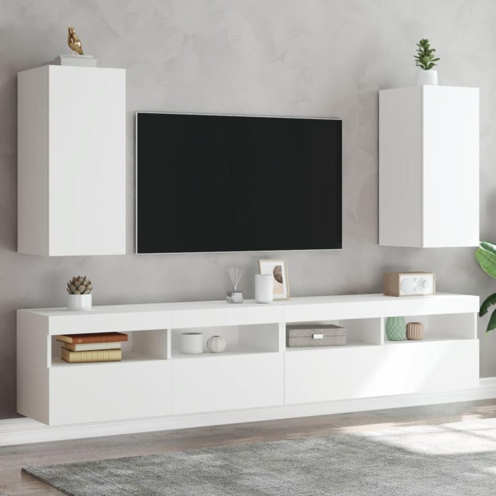 vidaXL TV-Wandschränke mit LED-Leuchten 2 Stk. Weiß 30,5x35x70 cm 837233 Bild 1