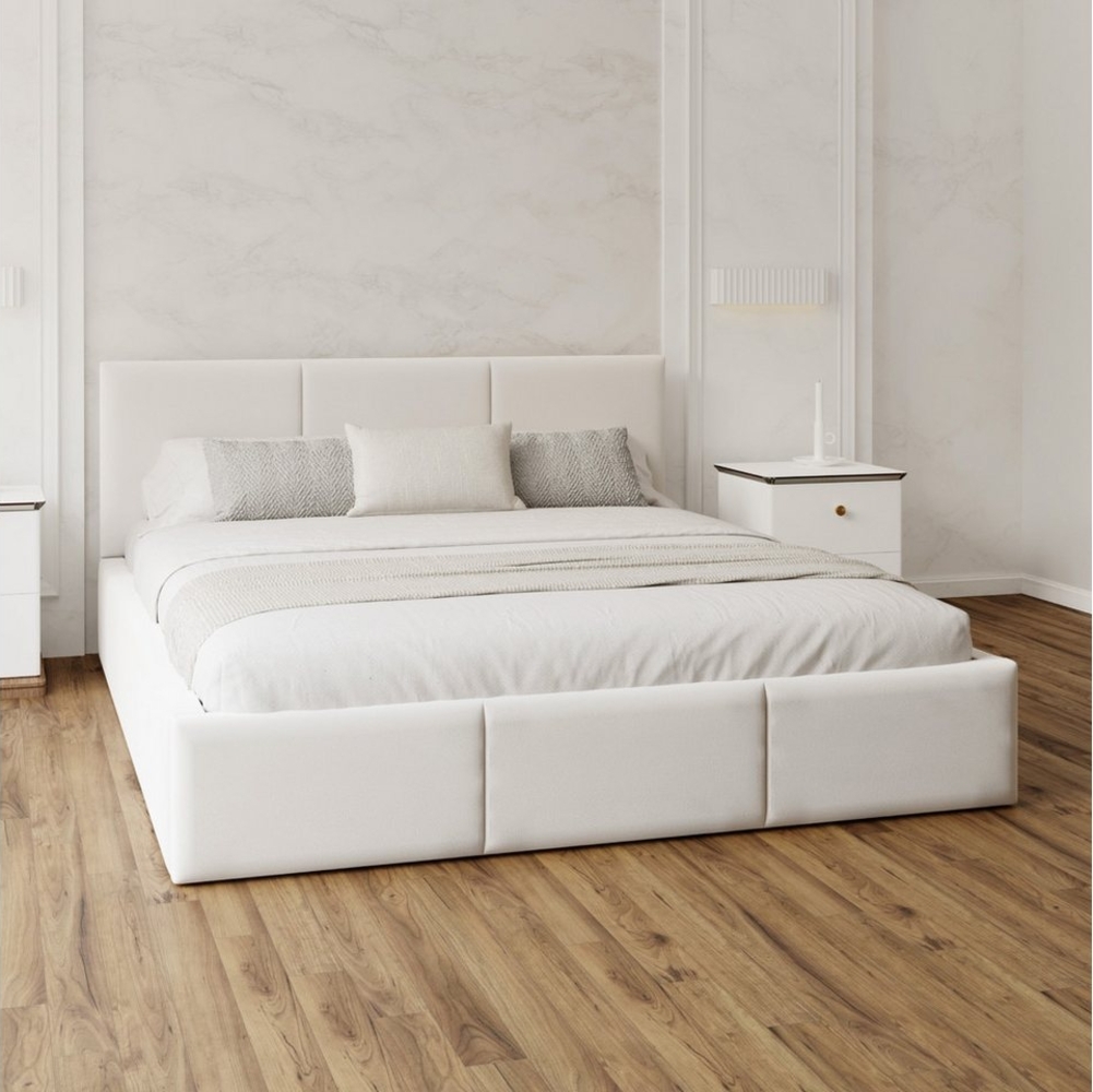 FDM Polsterbett AMBER modern mit Bettkasten MADE IN EU - mit Trinity Velours Bezug (verfügbar 90x200 120x200 140x200 160x200 180x200cm, Bettrahmen, Bett, mit großen gepolsterten Kopfteil, mit Bettkasten zum aufklappen), Hebbarer Metallrahmen, Bettkaste... Bild 1