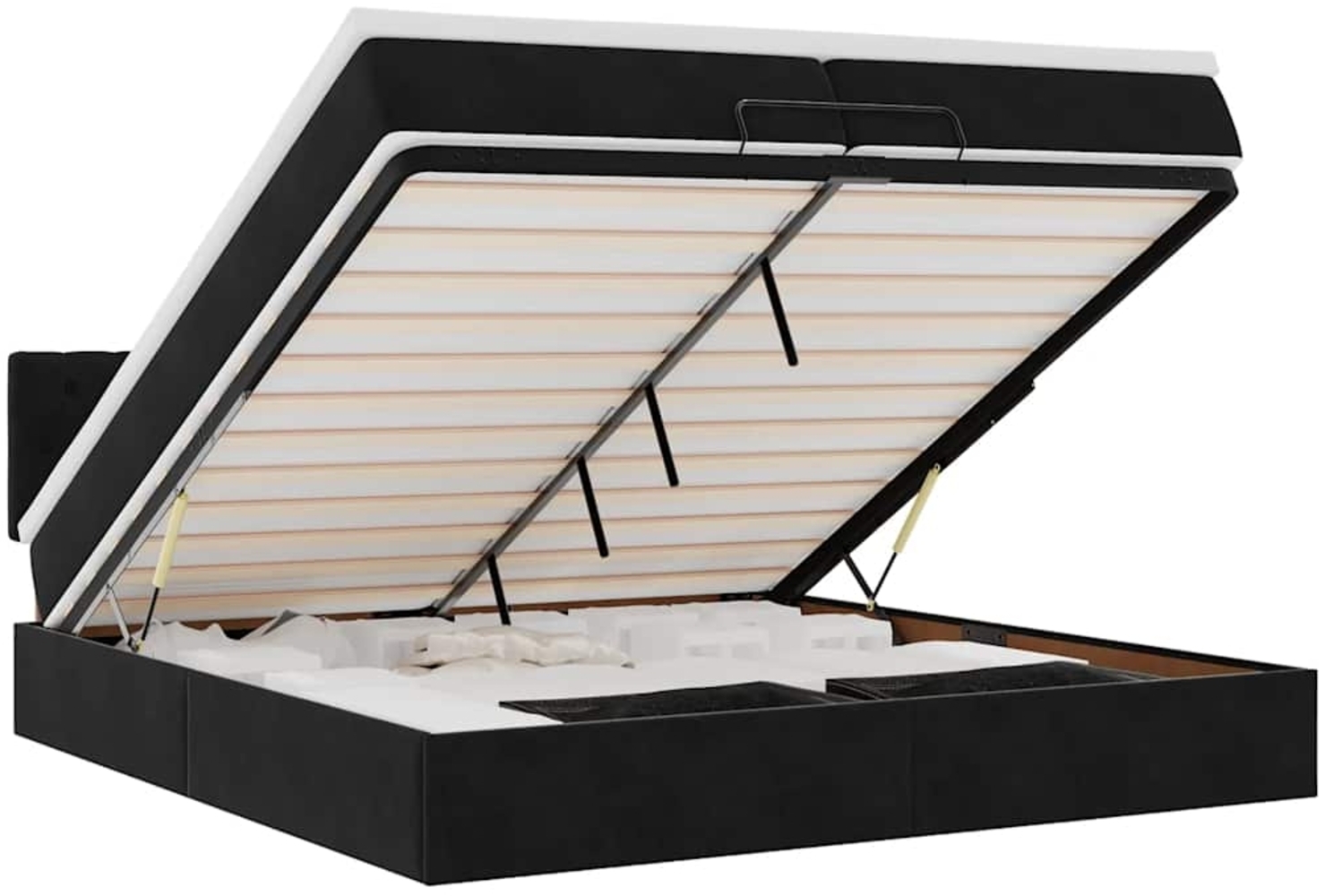 vidaXL Ottoman-Bett mit Matratzen & LEDs Schwarz 200x200 cm Samt 3312718 Bild 1