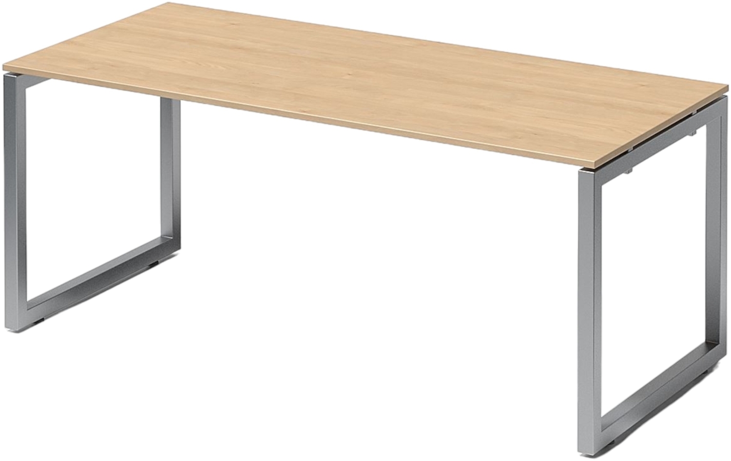 Bisley Cito Schreibtisch 180x80 cm, Tischplatte in Ahorn, O-Gestell in Silber - Bürotisch & Computertisch, PC Tisch für's Büro, Arbeitshöhe: 74 cm, DOF1808-MP-355 Bild 1