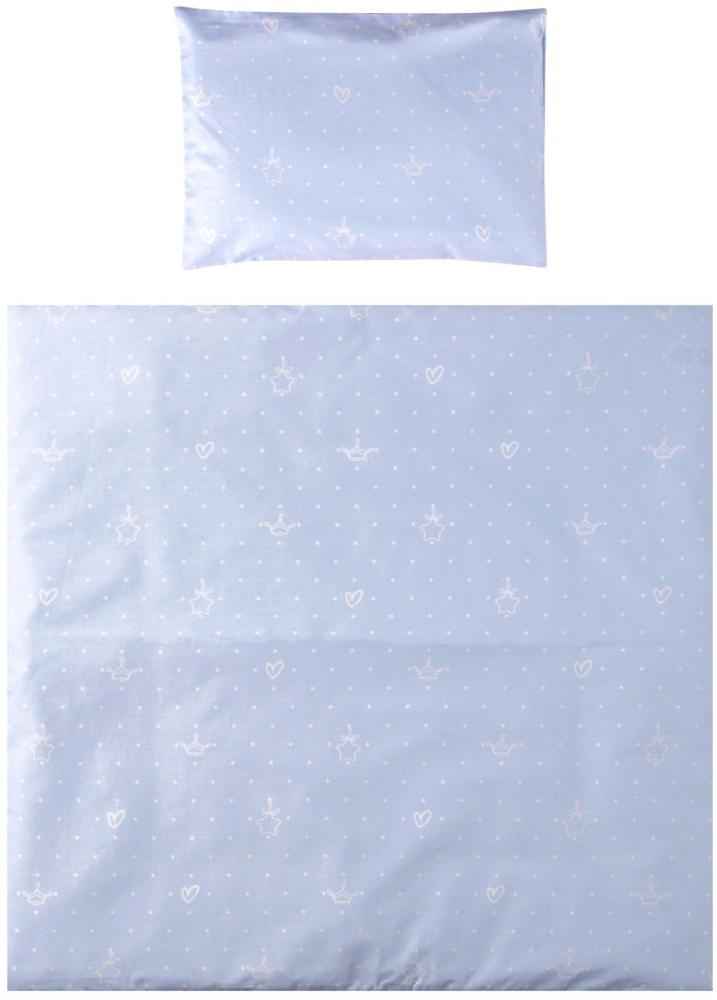 Lorelli Babybettwäsche-Set Eva 5-tlg Decke 75 x 75 cm, Kissen 29 x 42 cm, Bezüge hellblau Bild 1