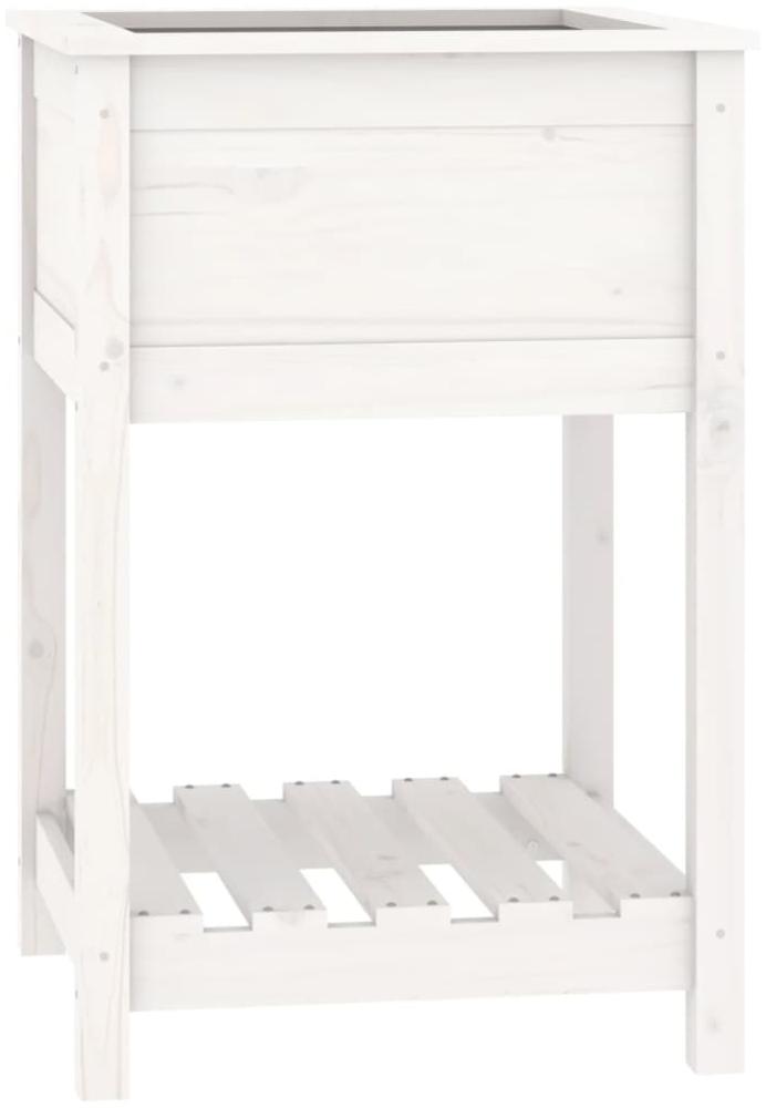 vidaXL Pflanzkübel mit Ablage Weiß 54x54x81 cm Massivholz Kiefer 823774 Bild 1
