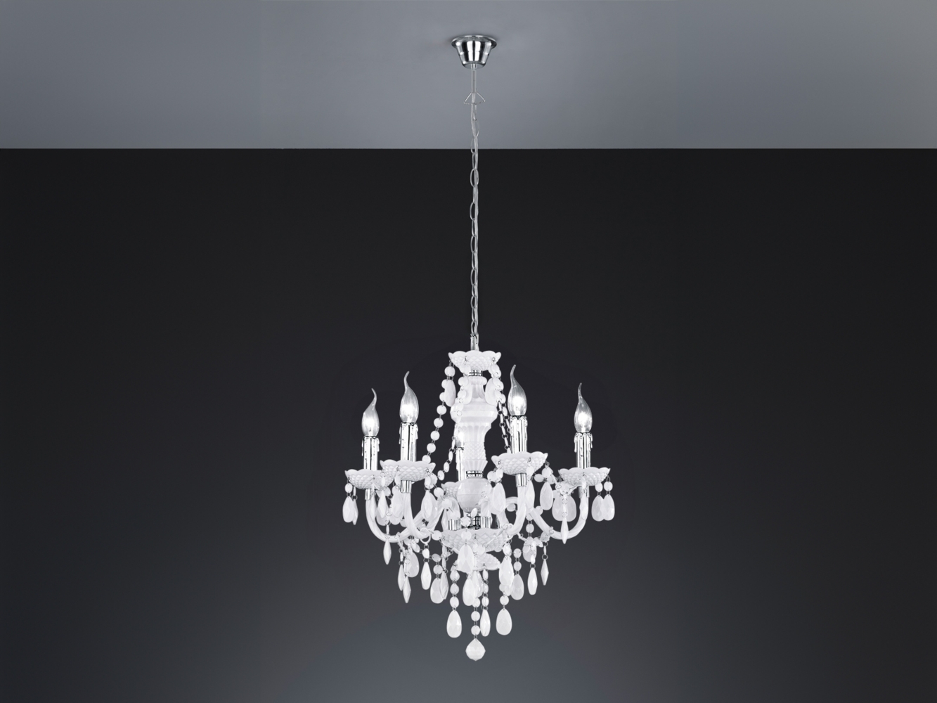 Reality|Trio Acryl Kronleuchter Lüster, 5-flammig ~ weiß Bild 1