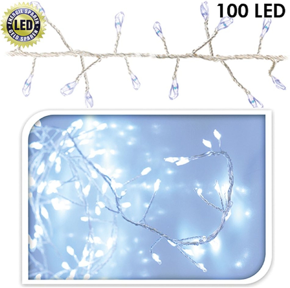 100 LED Cluster Lichterkette Büschel Drahtlichterkette Draht Silber Weiß Bild 1