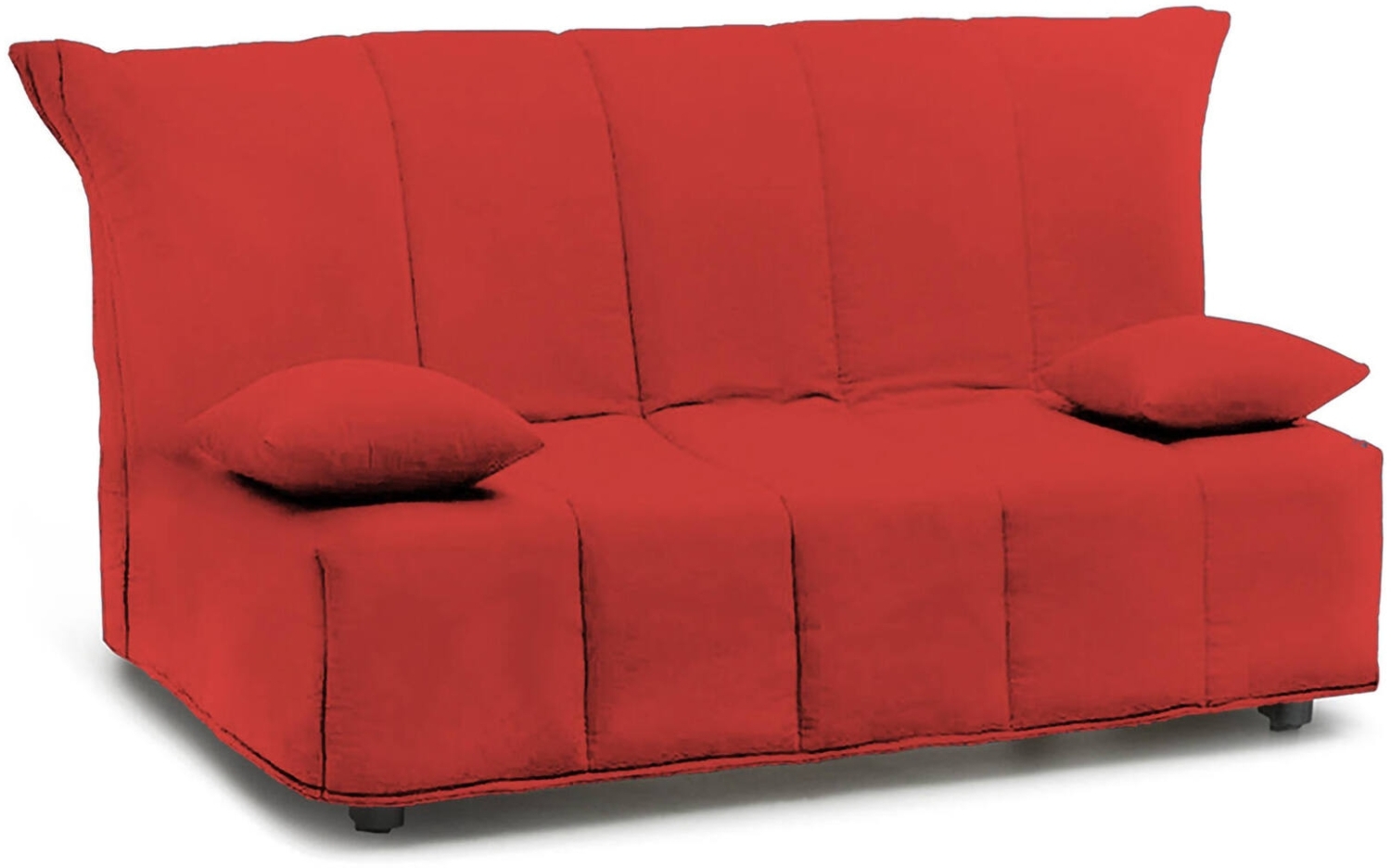 Dmora 2-Sitzer Schlafsofa Ariska, Wohnzimmersofa mit Trolley-Öffnung aus gepolstertem Stoff, Kissen inklusive, 100 % Made in Italy, 125 x 90 x 85 cm, Rot Bild 1