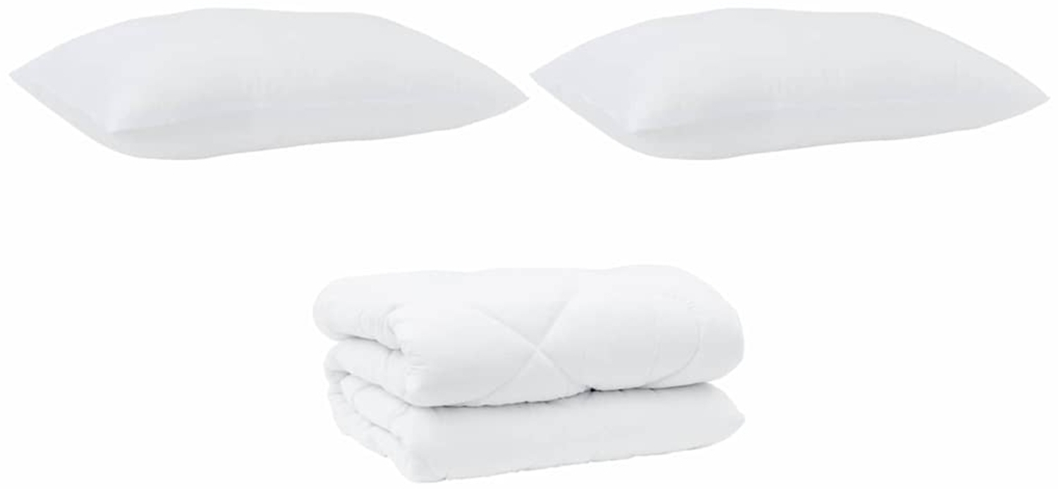 vidaXL Decke mit Kissen 3 pcs Weiß Mikrofaser und Daunenfedern 3377944 Bild 1