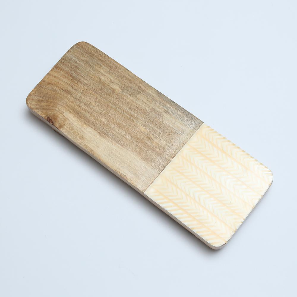 Holztablett - Serviertablett - Dekotablett - rechteckig - Mangoholz - L: 40cm B: 15cm - natur Bild 1