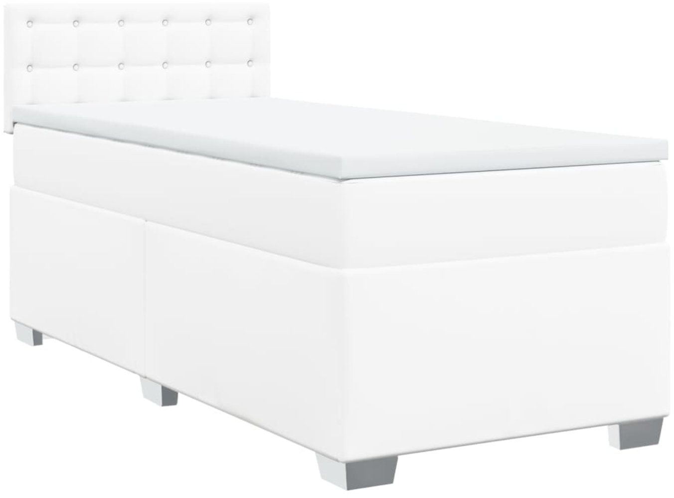 vidaXL Boxspringbett mit Matratze Weiß 90x200 cm Kunstleder 3286105 Bild 1