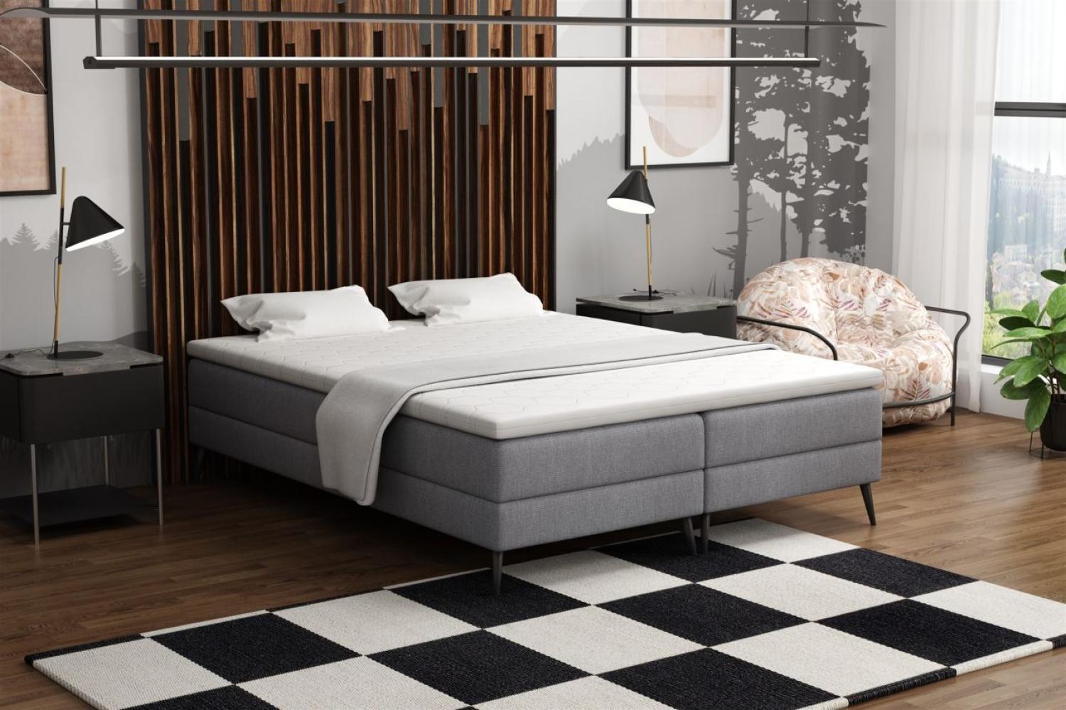 Boxspringbett Schlafzimmerbett BREST 120x200cm Stoff Soro Grau Bild 1