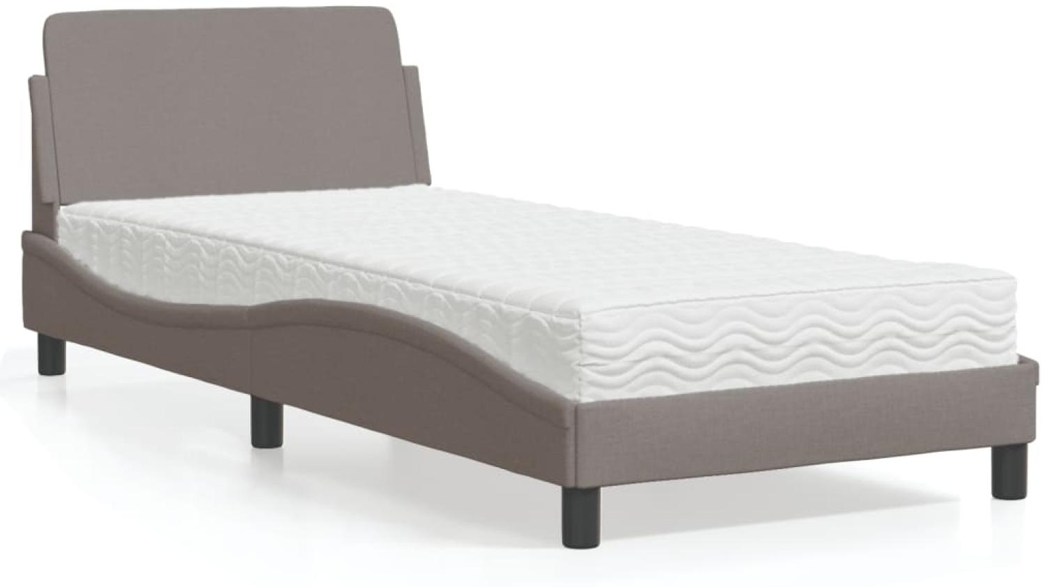 vidaXL Bett mit Matratze Taupe 90x200 cm Stoff 3208328 Bild 1