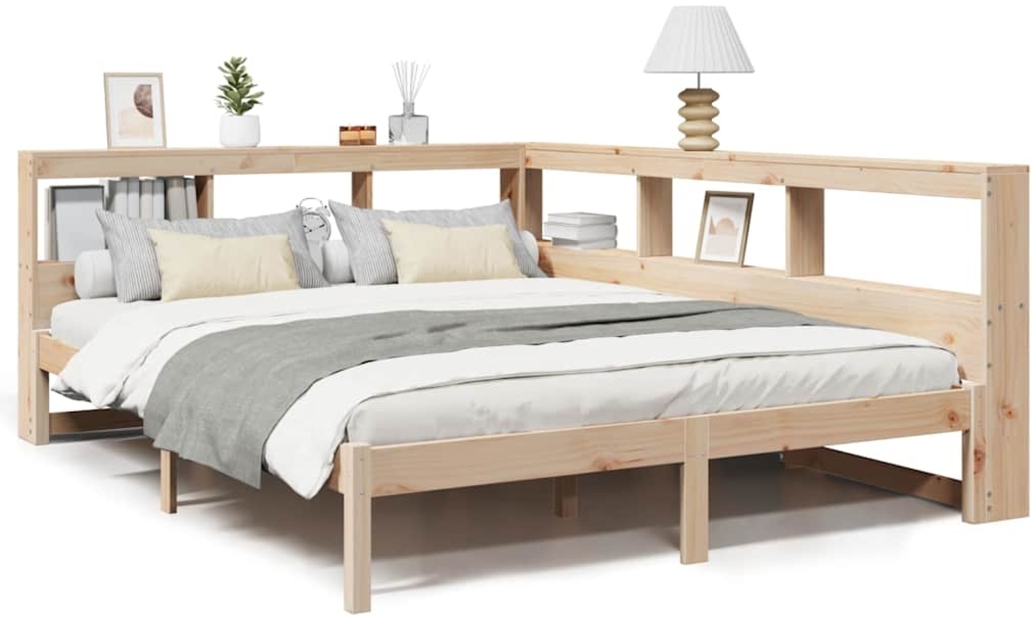 vidaXL Massivholzbett mit Regal ohne Matratze 150x200 cm Kiefernholz 3324314 Bild 1