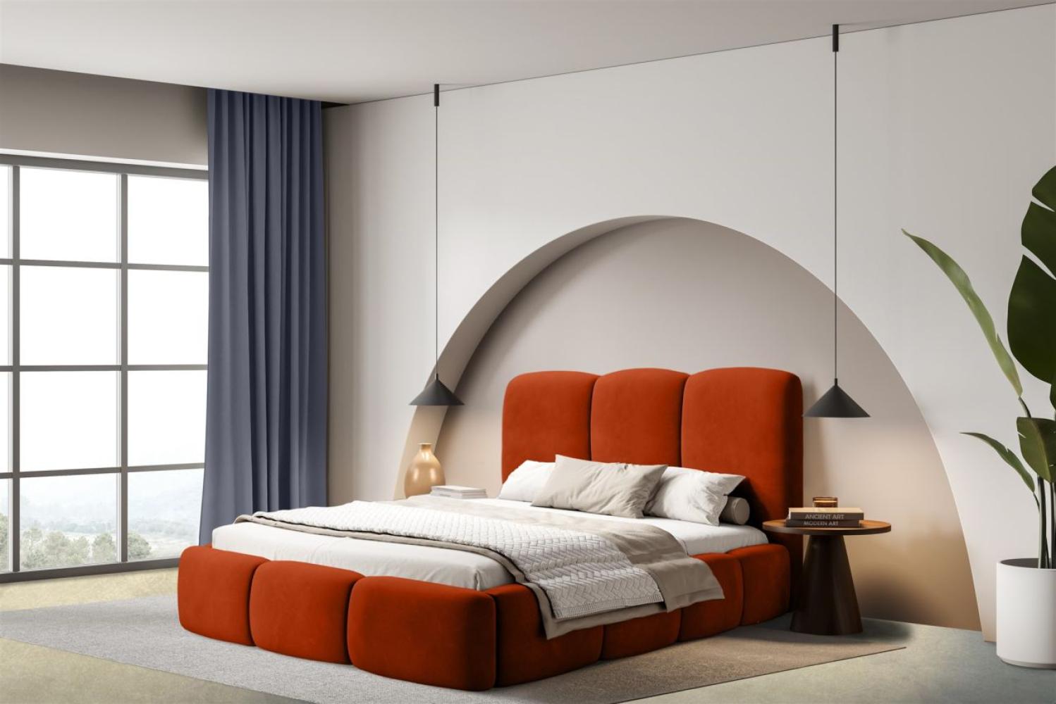 Polsterbett Doppelbett GRACIA 160x200cm Komplettset in Stoff Macau Terracotta Bild 1