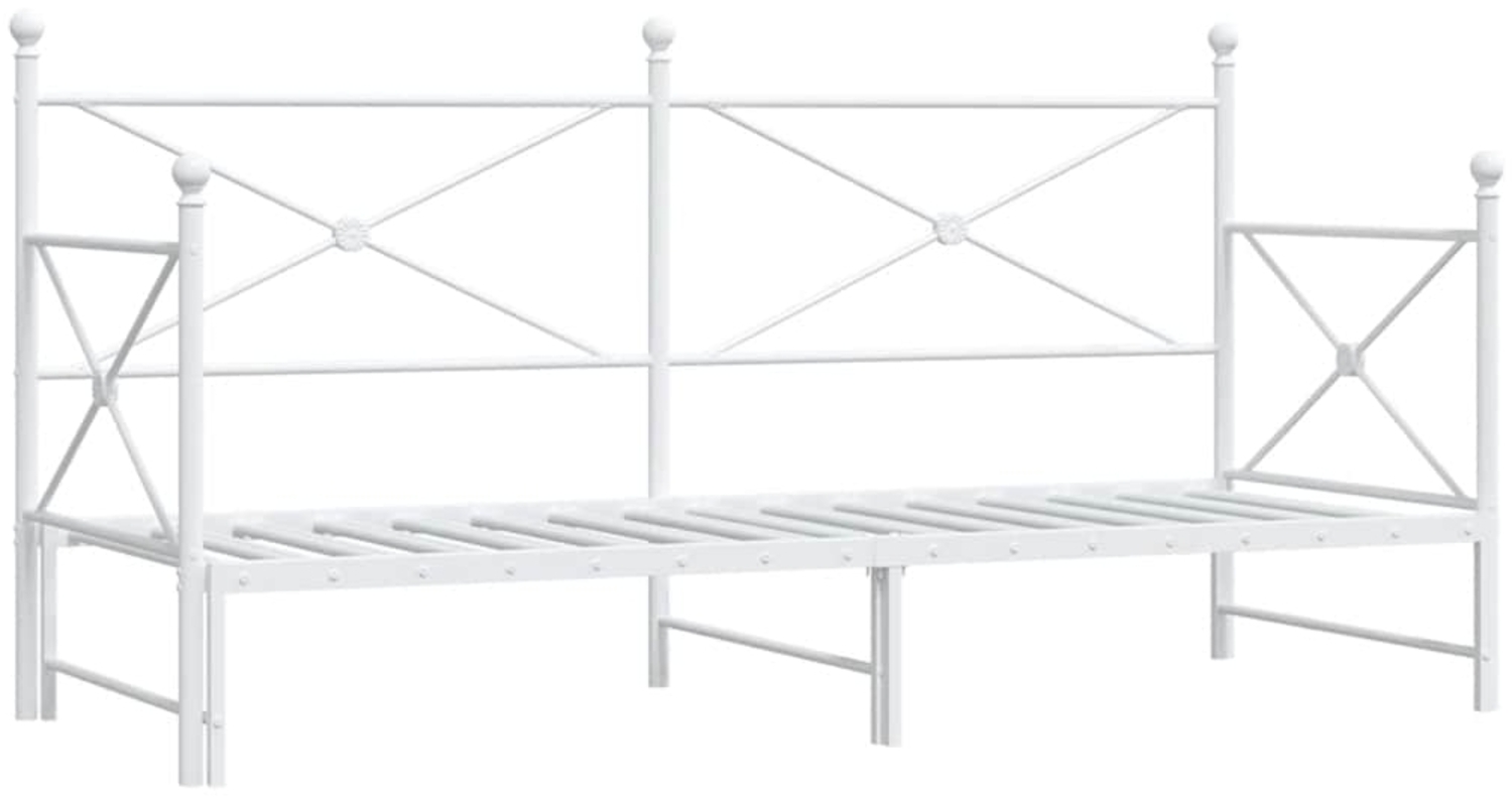 vidaXL Tagesbett Ausziehbar ohne Matratze Weiß 75x190 cm Stahl 4104686 Bild 1