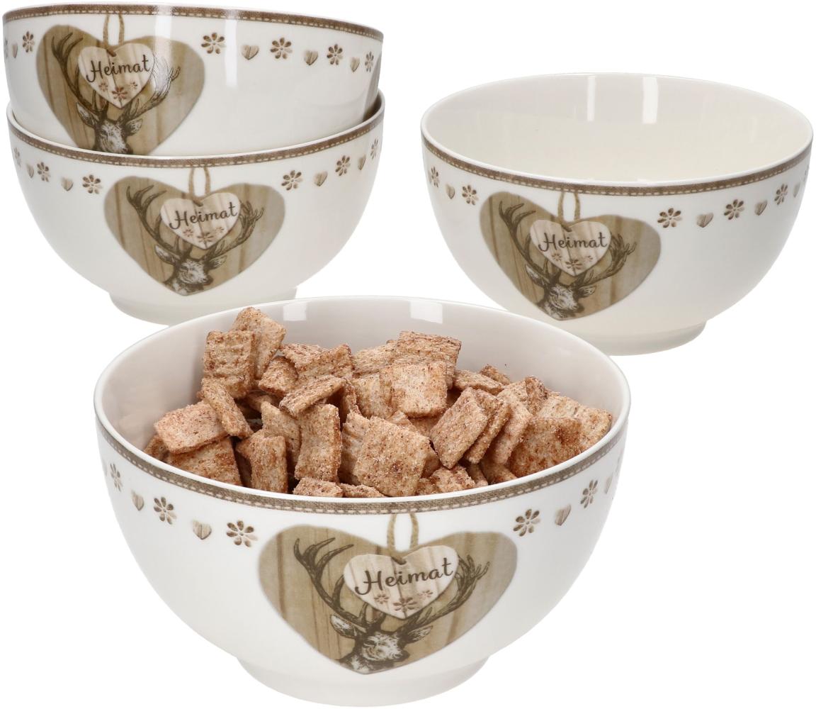 4er Set Country Heart Bowlschalen 550ml Hirsch Herz Müsli Salat Dessertschüssel Bild 1