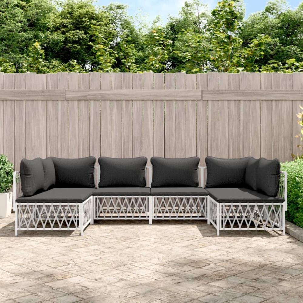 vidaXL 6-tlg. Garten-Lounge-Set mit Kissen Weiß Stahl 3186908 Bild 1