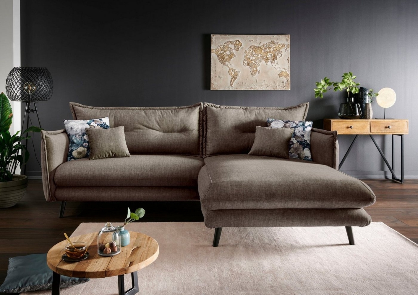 INOSIGN Ecksofa Lazio, zwei verschiedene Fußfarben wählbar Bild 1