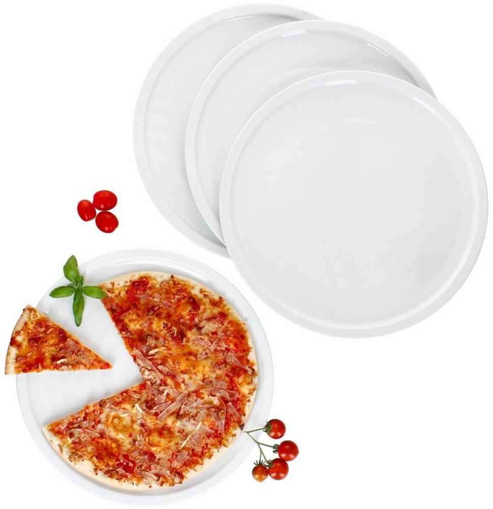 MamboCat Pizzateller 4er Set Bianco XXL Pizzateller Ø33,5cm 4 Personen Teller Platte Bild 1