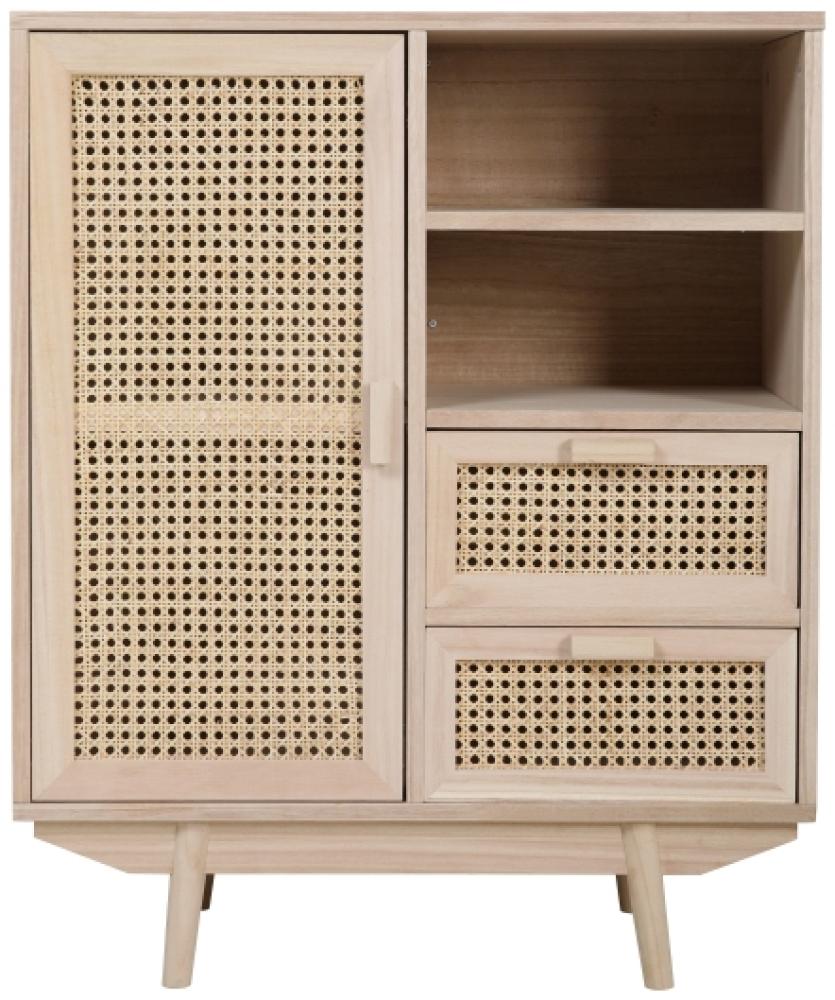 Sideboard 70 x 36 cm MDF Paulownia-Holzfurnier und Rattanfront mit viel Stauraum Bild 1