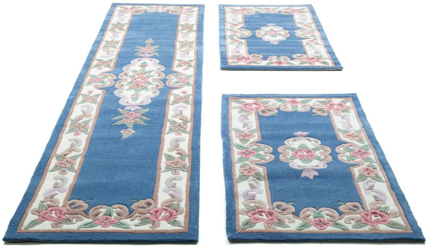 THEKO Bettumrandung Ming, Höhe 14 mm, (3-tlg), Bettvorleger, Läufer-Set, hochwertiges Acrylgarn, florales Design Bild 1