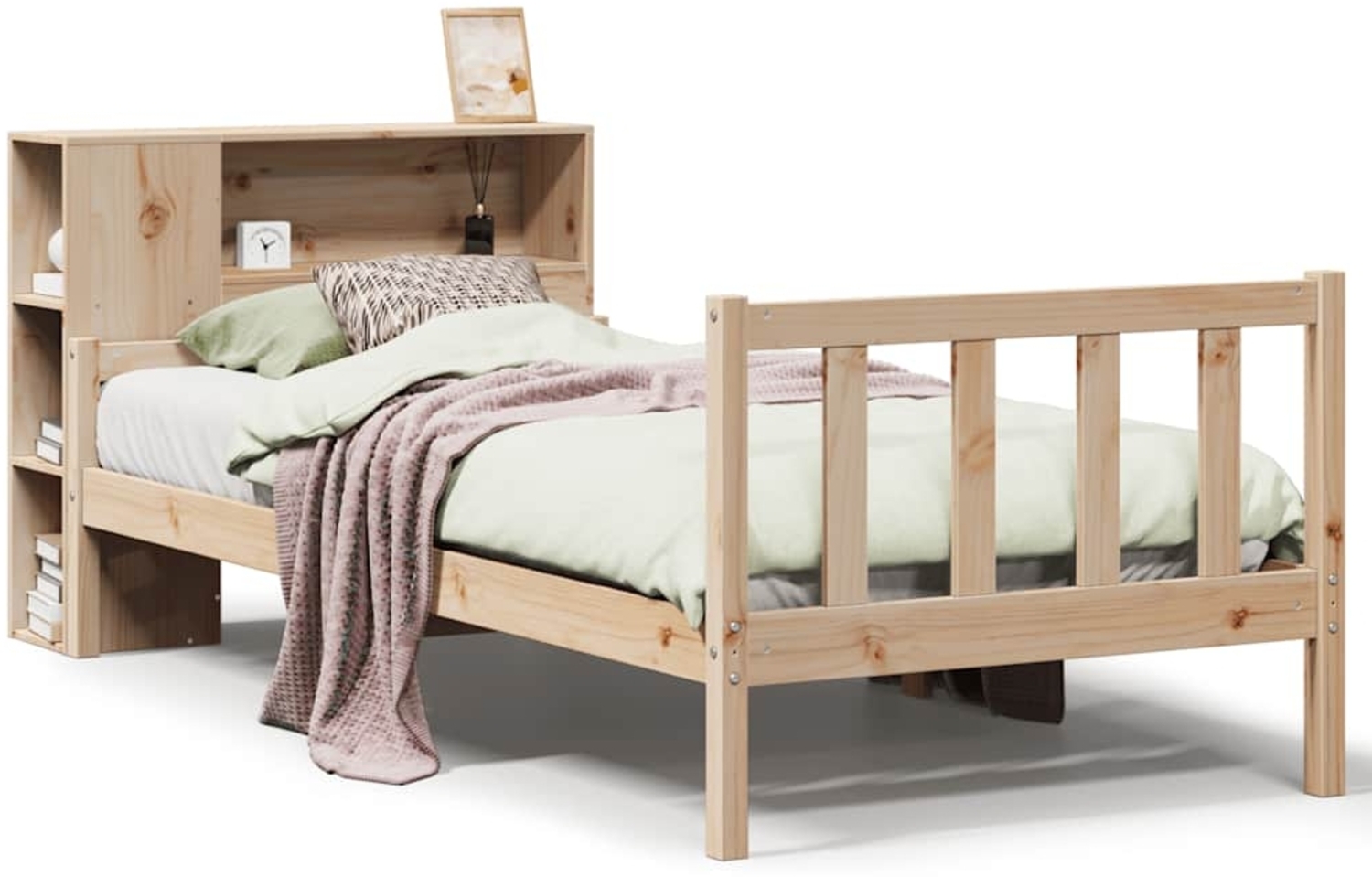 vidaXL Massivholzbett mit Regal ohne Matratze 90x190 cm Kiefer 3322107 Bild 1