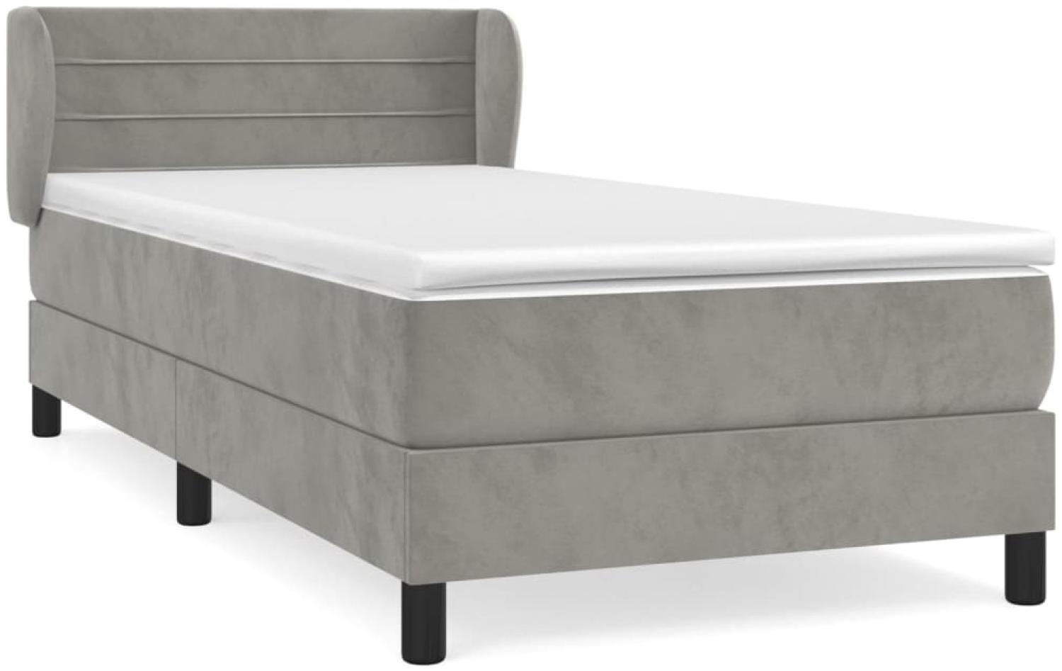 vidaXL Boxspringbett mit Matratze Hellgrau 80x200 cm Samt, Härtegrad: H2 [3127517] Bild 1