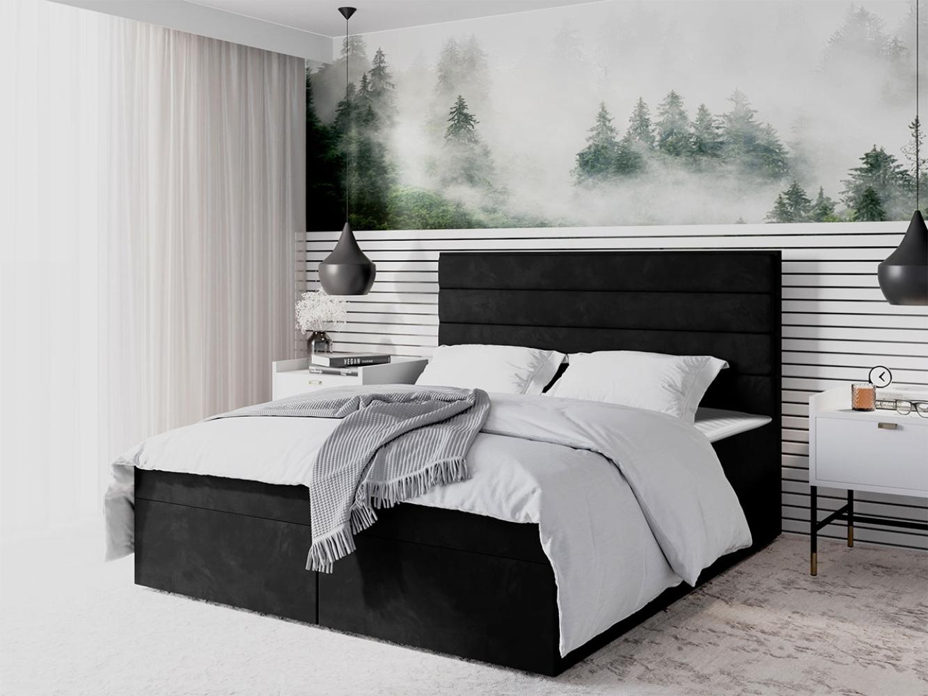 Boxspringbett Draban III, Schwarz, 160 x 200 cm Bild 1