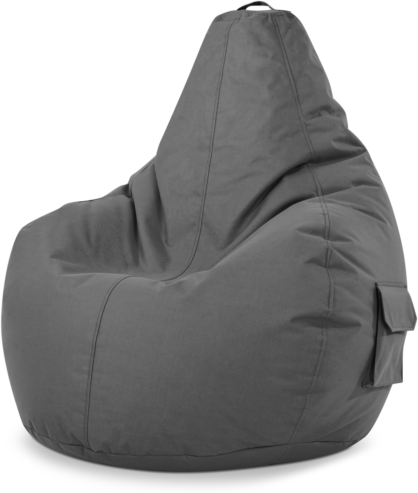 Green Bean® Sitzsack mit Rückenlehne, 230L Füllung waschbar, Polyester-PVC-Stoff grau, 80 x 70 x 90 cm Bild 1