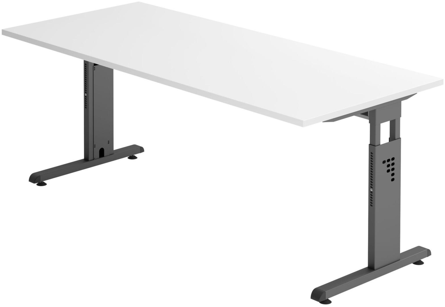 mcbuero. de Schreibtisch VOS19/W/G C-Fuß 180x80cm weiß/graphit Bild 1