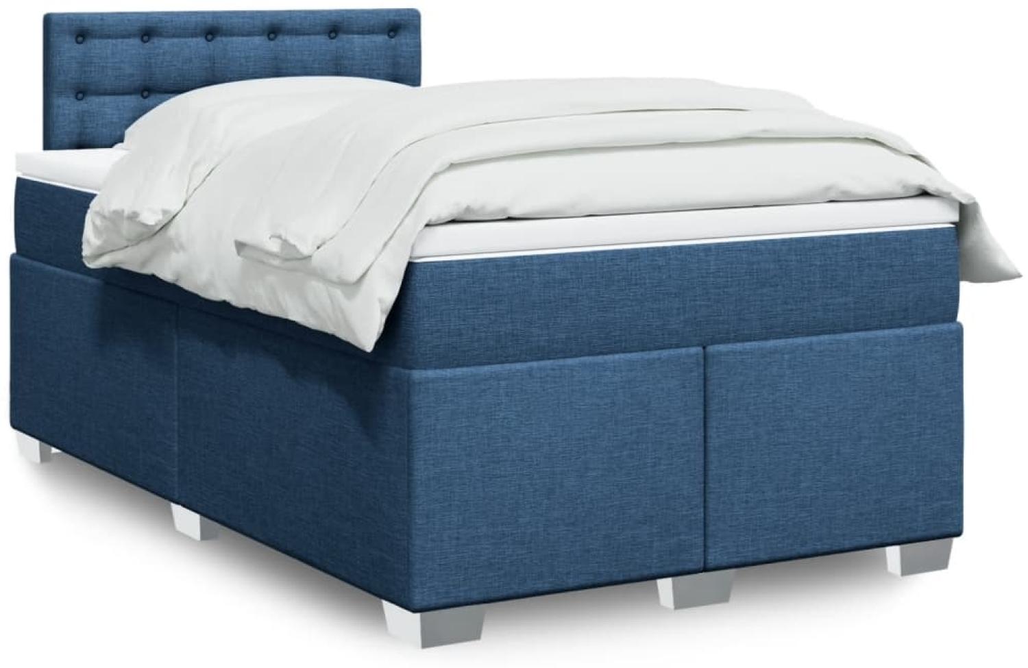 vidaXL Boxspringbett mit Matratze Blau 120x190 cm Stoff 3288147 Bild 1