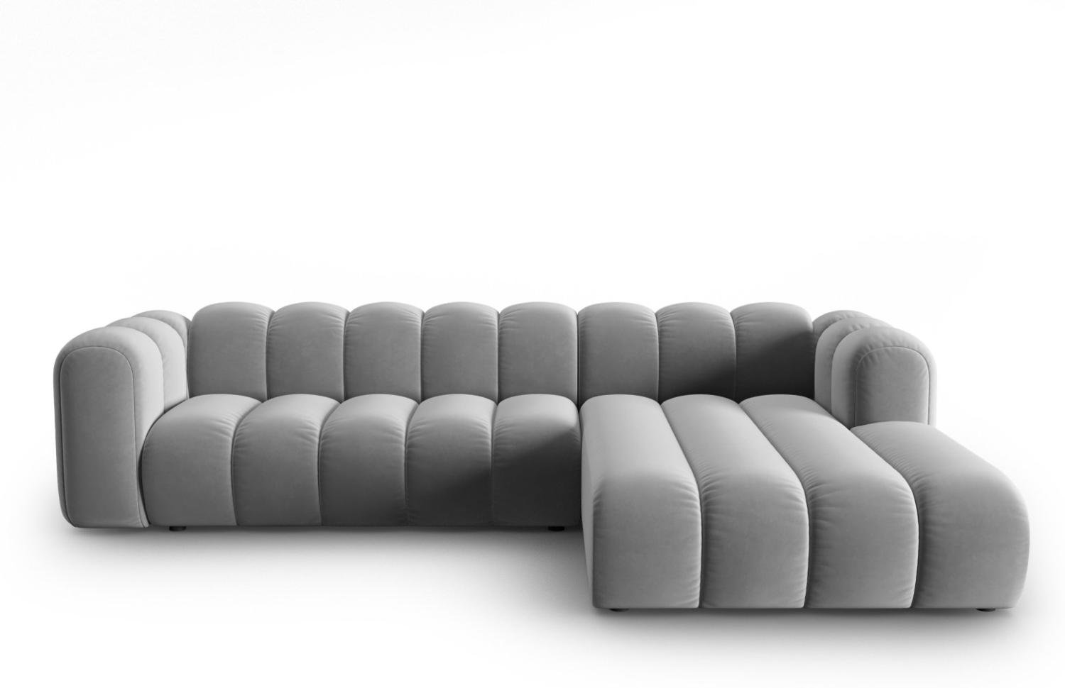 Micadoni Modulares Ecksofa Lupine 4-Sitzer Rechts Samtstoff Grau Bild 1