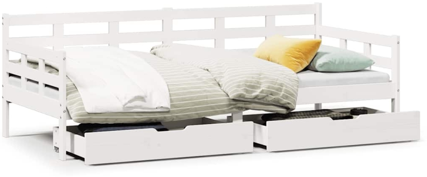 vidaXL Tagesbett mit Schubladen Weiß 80x200 cm Kiefernholz 3302141 Bild 1