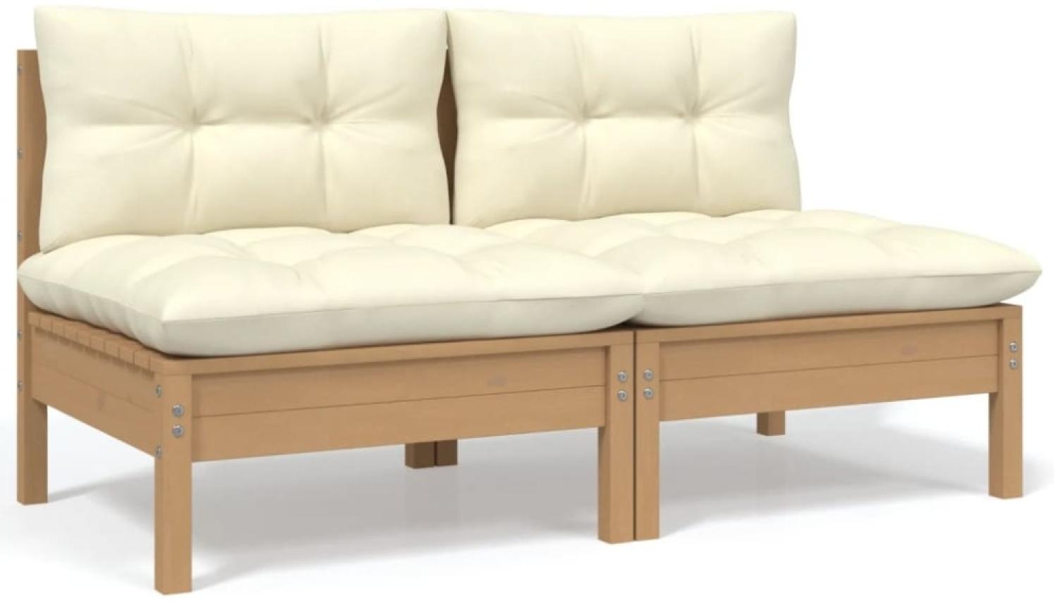 vidaXL Gartensofa 2-Sitzer mit Creme Kissen Massivholz Kiefer 806655 Bild 1