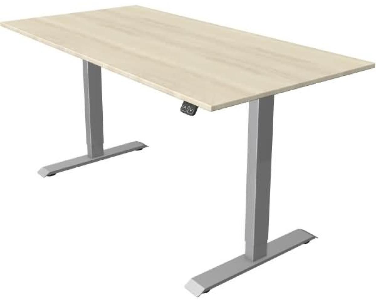 Kerkmann Schreibtisch Sitz-Stehtisch MOVE 1 silber 160x80x74-123cm elektr. höhenverstellbar ahorn Bild 1