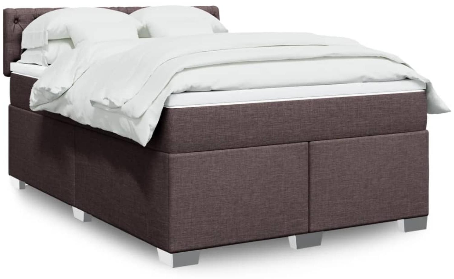 vidaXL Boxspringbett mit Matratze Dunkelbraun 160x200 cm Stoff 3285949 Bild 1