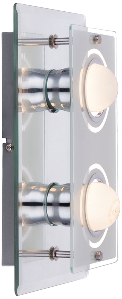 LED Wandleuchte, Chrom, Glas satiniert, verspiegel, L 27 cm Bild 1
