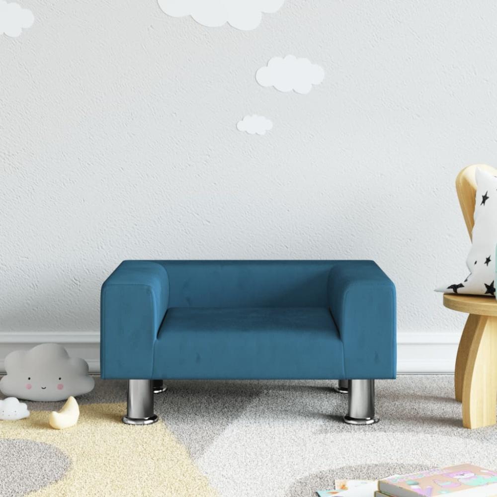 vidaXL Kindersofa Blau 50x40x26,5 cm Samt 3196336 Bild 1